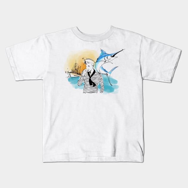 Fisherman Kids T-Shirt by gordotaub2